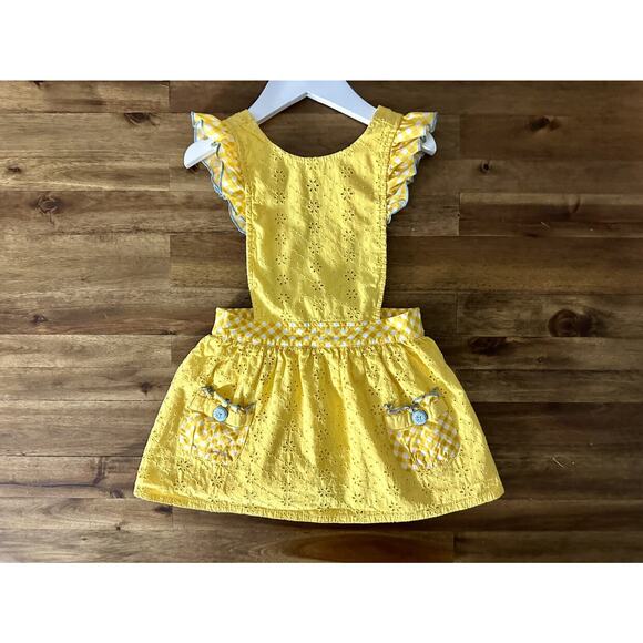 Matilda Jane Brilliant Daydream Splendid Sunshine Yellow Eyelet Ruffle Pinafore - Picture 2 of 8